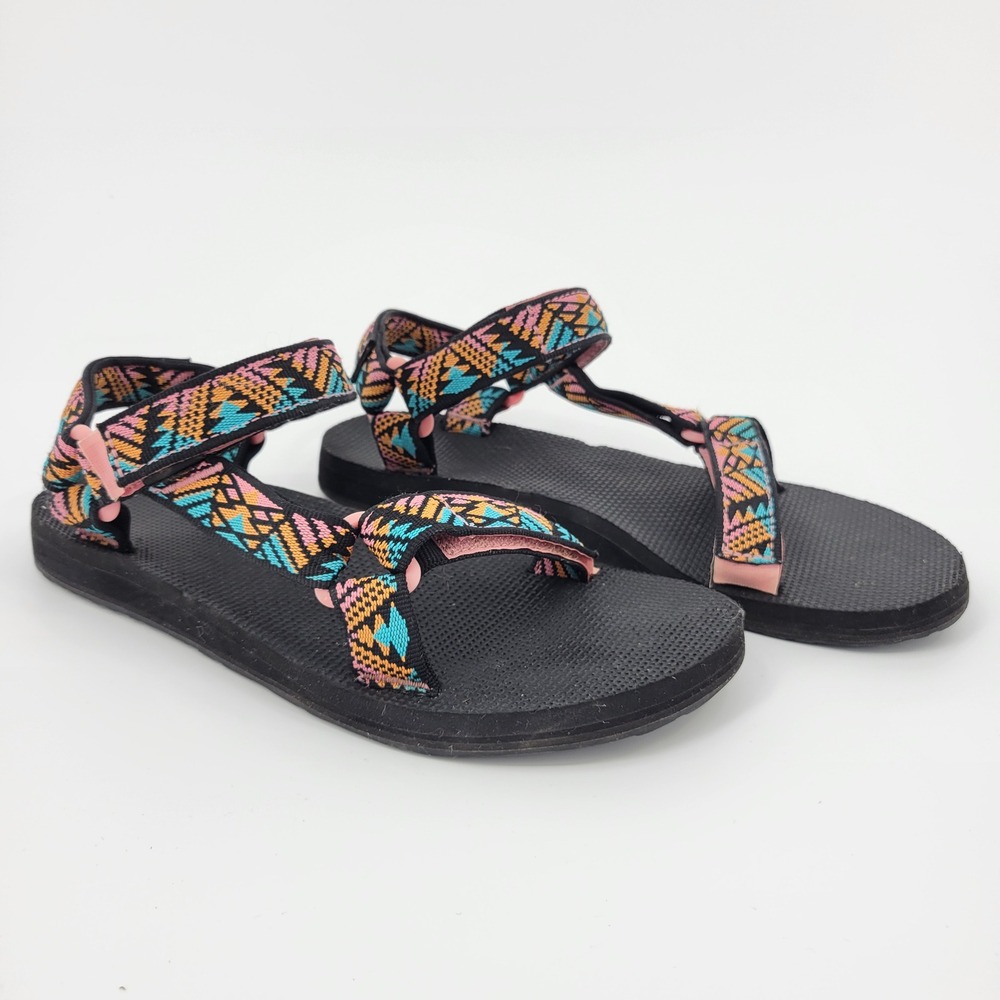 Teva Original Universal Sandals Women Size 8 Black Geometric Straps Activewear